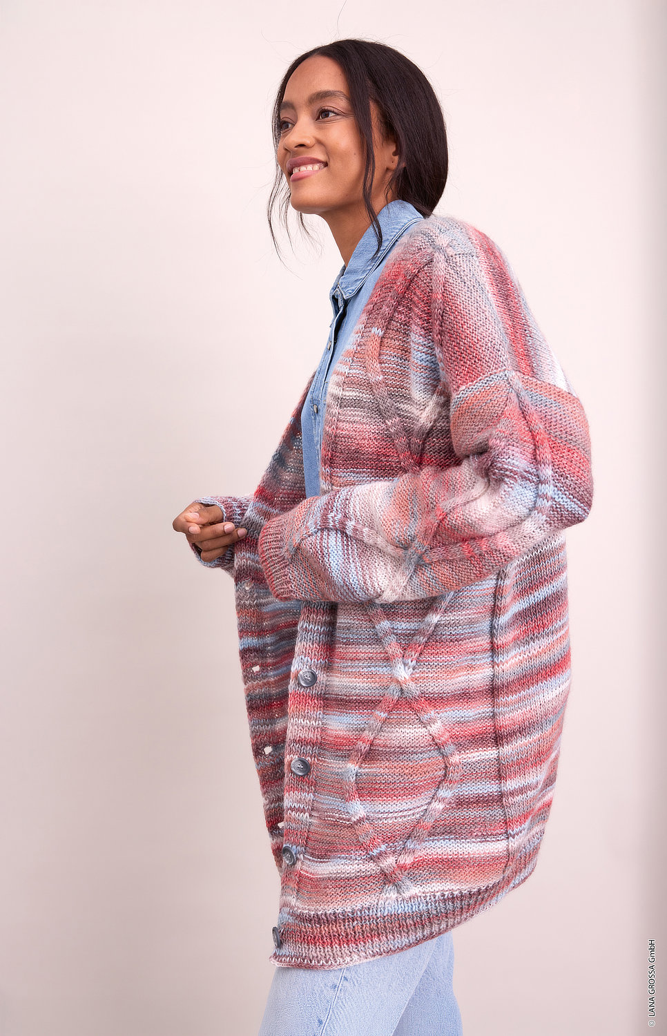 Kasten Cardigan, strick Cardigan, gestreift, oversize, Außenbekleidung