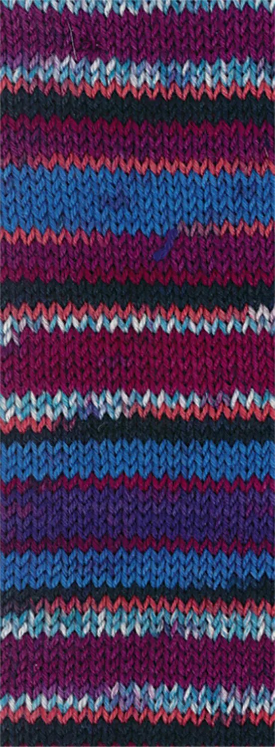 3808 Anthrazit/Hellrot/Hellblau/Weiß/Rotviolett/Azur/Blauviolett gestreift