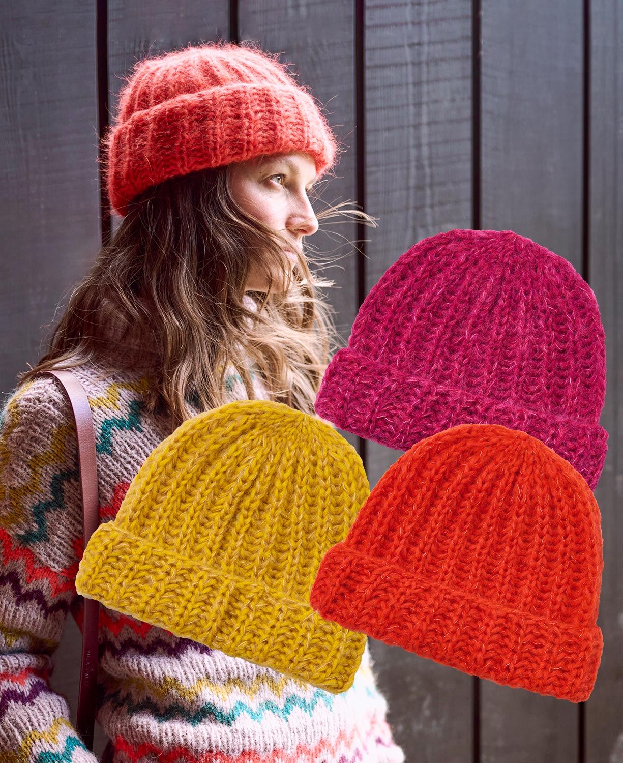 Strickset aus Lana Grossa Brigitte No. 2 und No. 3 in drei Farbvarianten