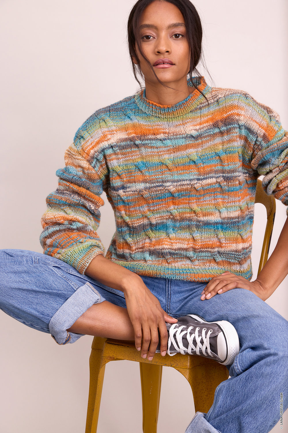 Pullover, Strickpullover, Multicolor, Rundhals, Normale Passform