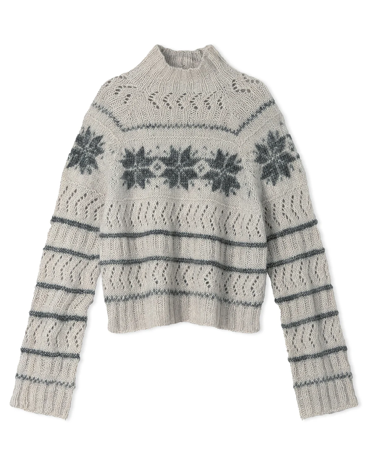 Wollpulli, Strickpullover, Rollkragen,  Jacquardmuster, Winteroberteil