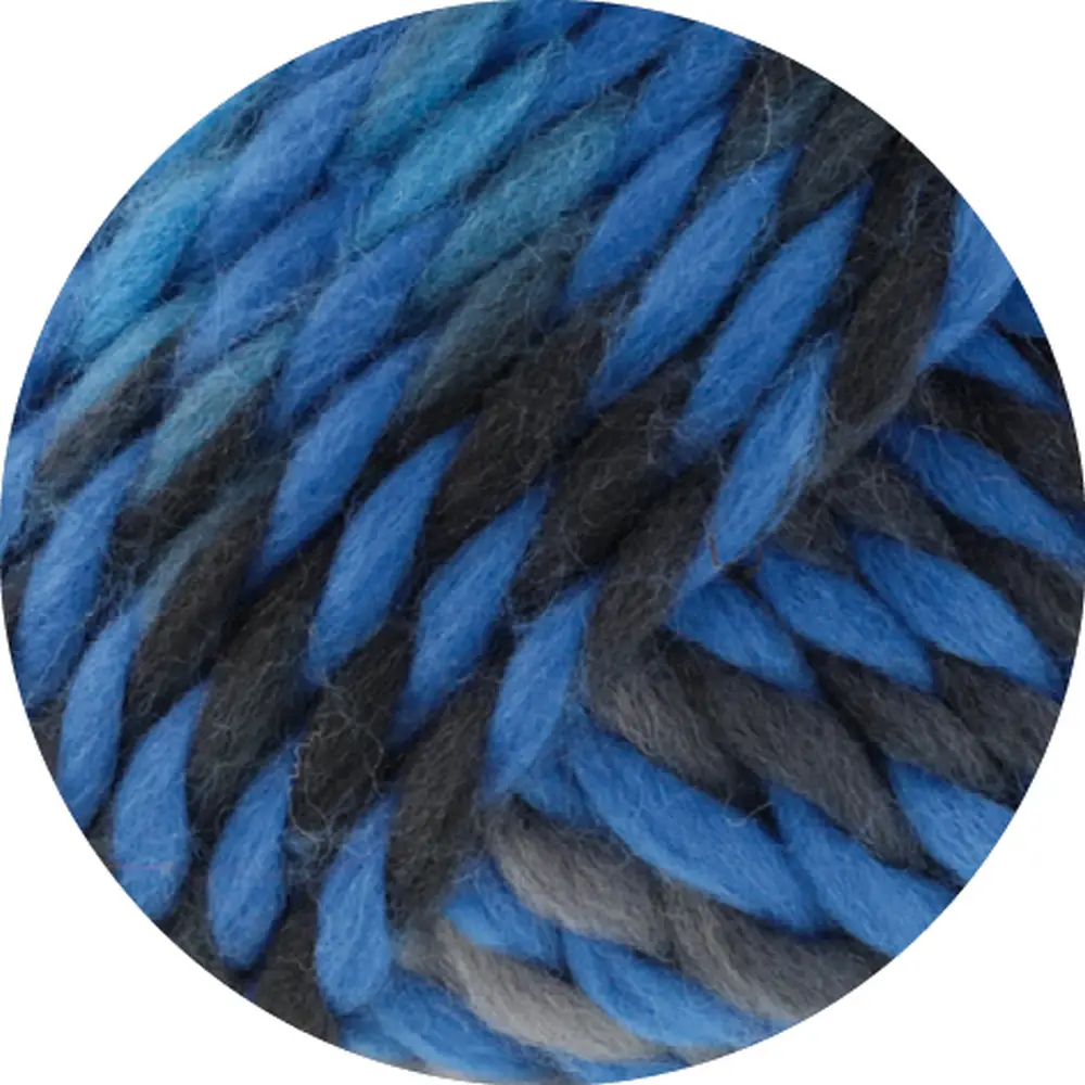 Lana Grossa Dolce aus 100% Schurwolle (Merino,basolan) in Farbe 012 Leuchtendblau/Royal/Blaugrau/Anthrazit