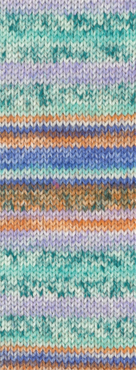 Meilenweit 100 MERINO Extrafine PEPE - 4147 Orangebraun/Lila/Creme/Dunkelgrün/Türkis/Blauviolett - Lana Grossa