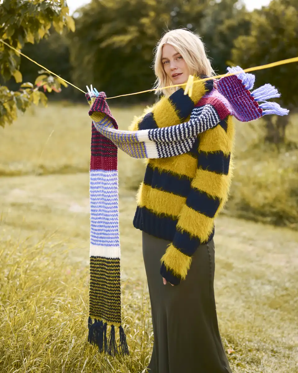 DIY-Wollpaket PULLOVER MIT PUSCHELSTREIFEN Gr. S - Brigitte