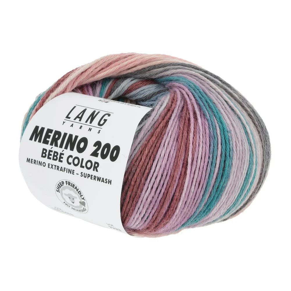 MERINO 200 bébé color - 0453 blau/lachs/grün - Lang Yarns