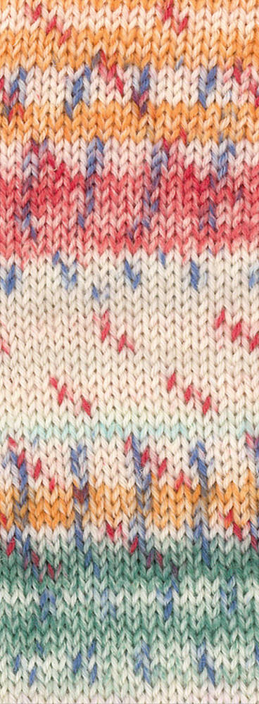 Landlust DIE SOCKENWOLLE 6-fach -  930 Pastel Pink/Mint/Orange/Grey-Green/Grey-Blue/Red Striped/Speckled - Lana Grossa