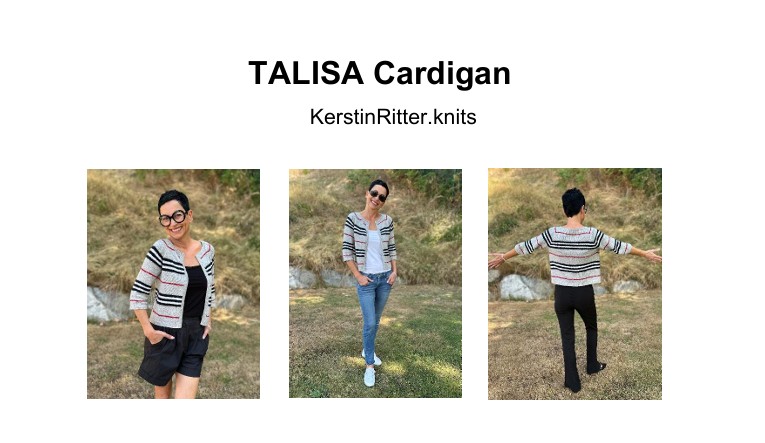 Cardigan, gestreifter Cardigan, Strickware, Kurzarm-Cardigan, Damentermine Cardigan