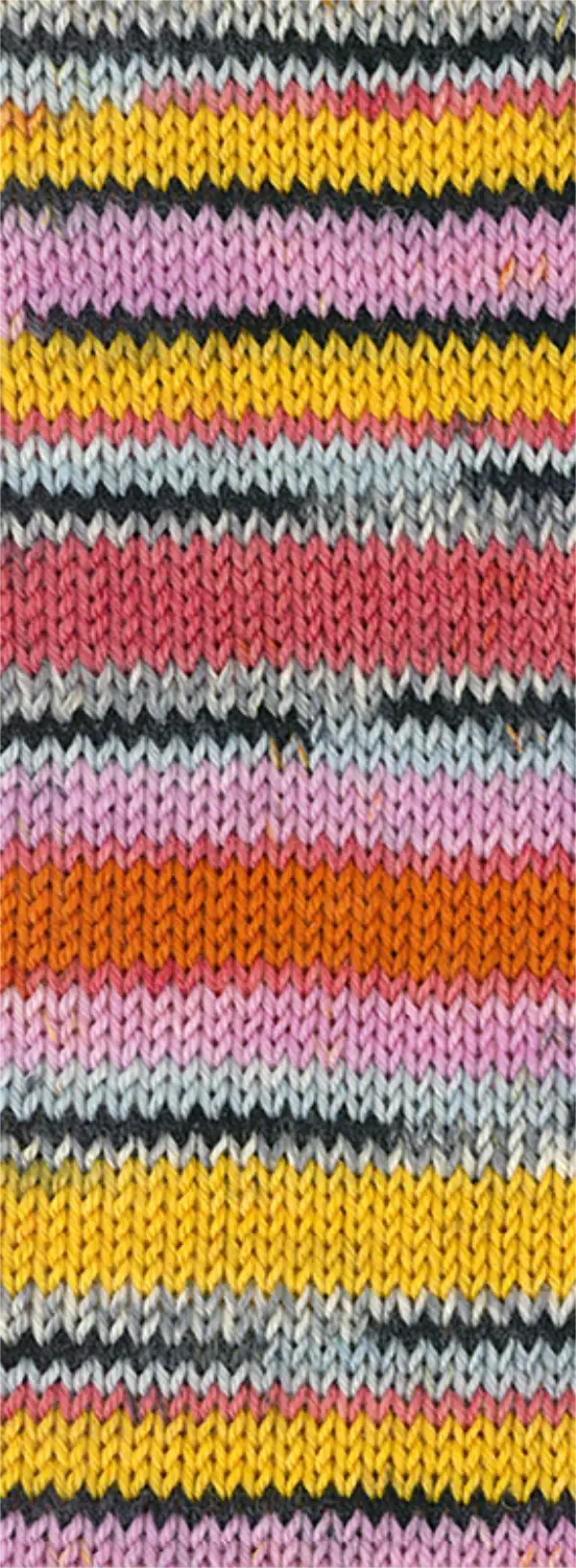 3802 Gelb/Hell-/Dunkelgrau/Altrosa/Rosa/Orange gestreift