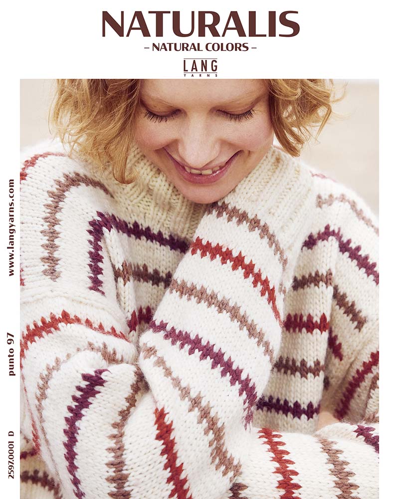 Strickpullover, Mantel, Wellenmuster, Streifen, Naturfarben