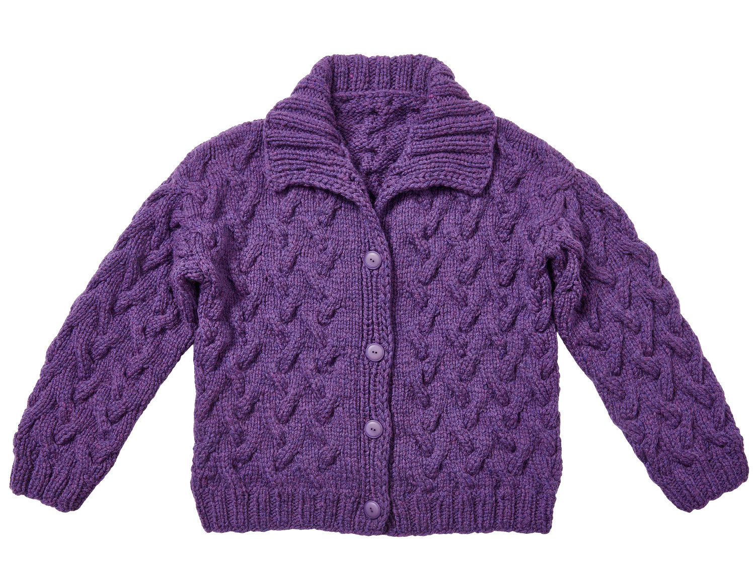 Cardigan, Strickjacke, Lila, Knopfleiste, Kabelstrick