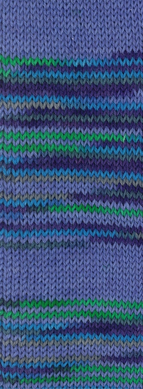 Lana Grossa Meilenweit 100 Caprese aus 80% Schurwolle, 20% Polyamid in Farbe 7031 Veilchen-/Nacht-/Himmeblau/Grün/Dunkelgrau/Taupe