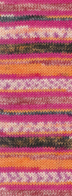 Lana Grossa Meilenweit 100 Piccata aus 75% Schurwolle, 25% Polyamid in Farbe 4801 Pink/Orange/Dunkelgrau/Pfirsich/Ecru/Flieder/Tonrot/Camel/Schwarzbraun