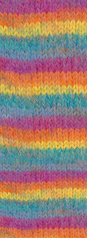 COSY SOCKS MULTI STRIPES - 151 Petrol/Rauchblau/Fuchsia/Orange/Gelb - Lana Grossa