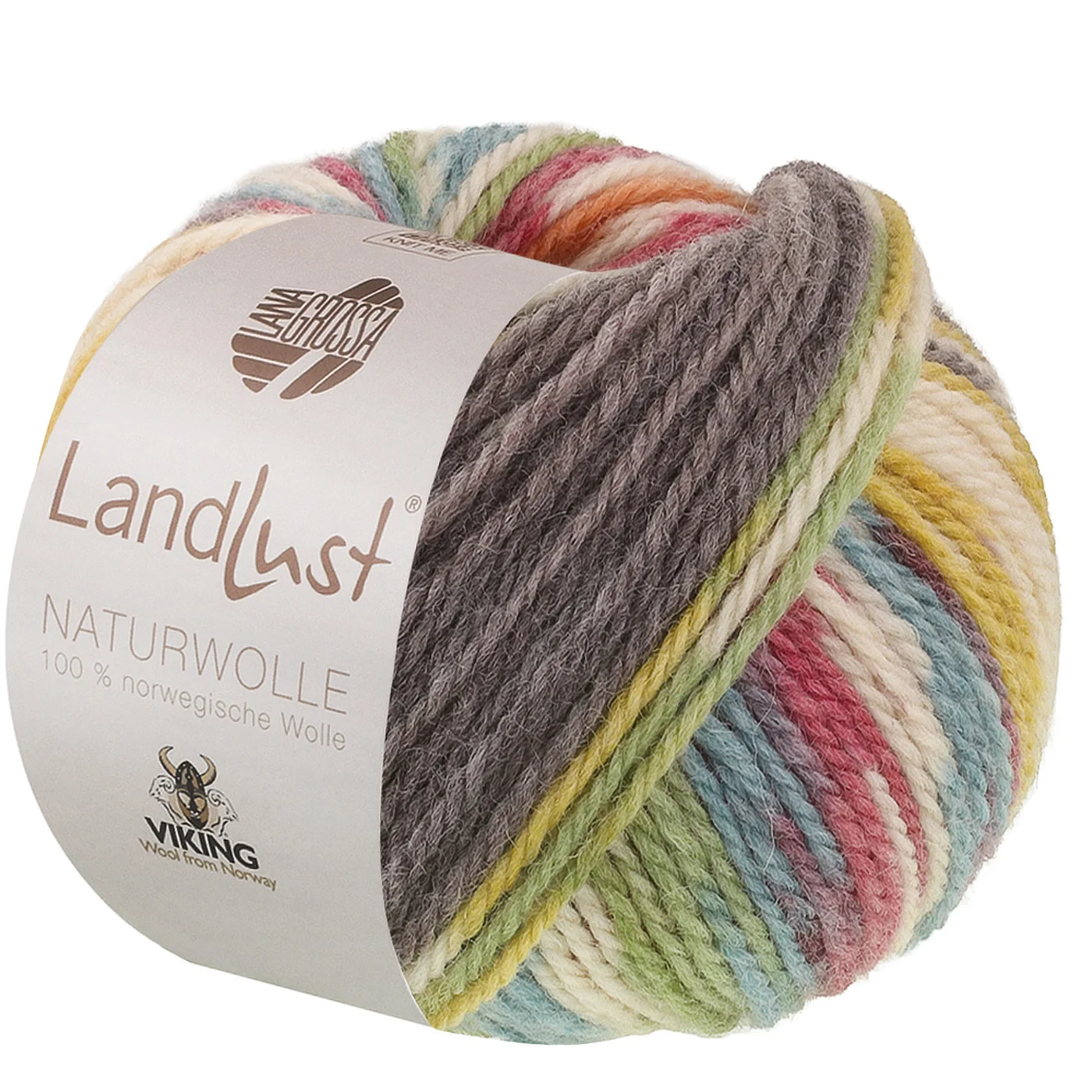 Naturwolle, Wollgarn, mehrfarbig, Garnrolle, Landlust