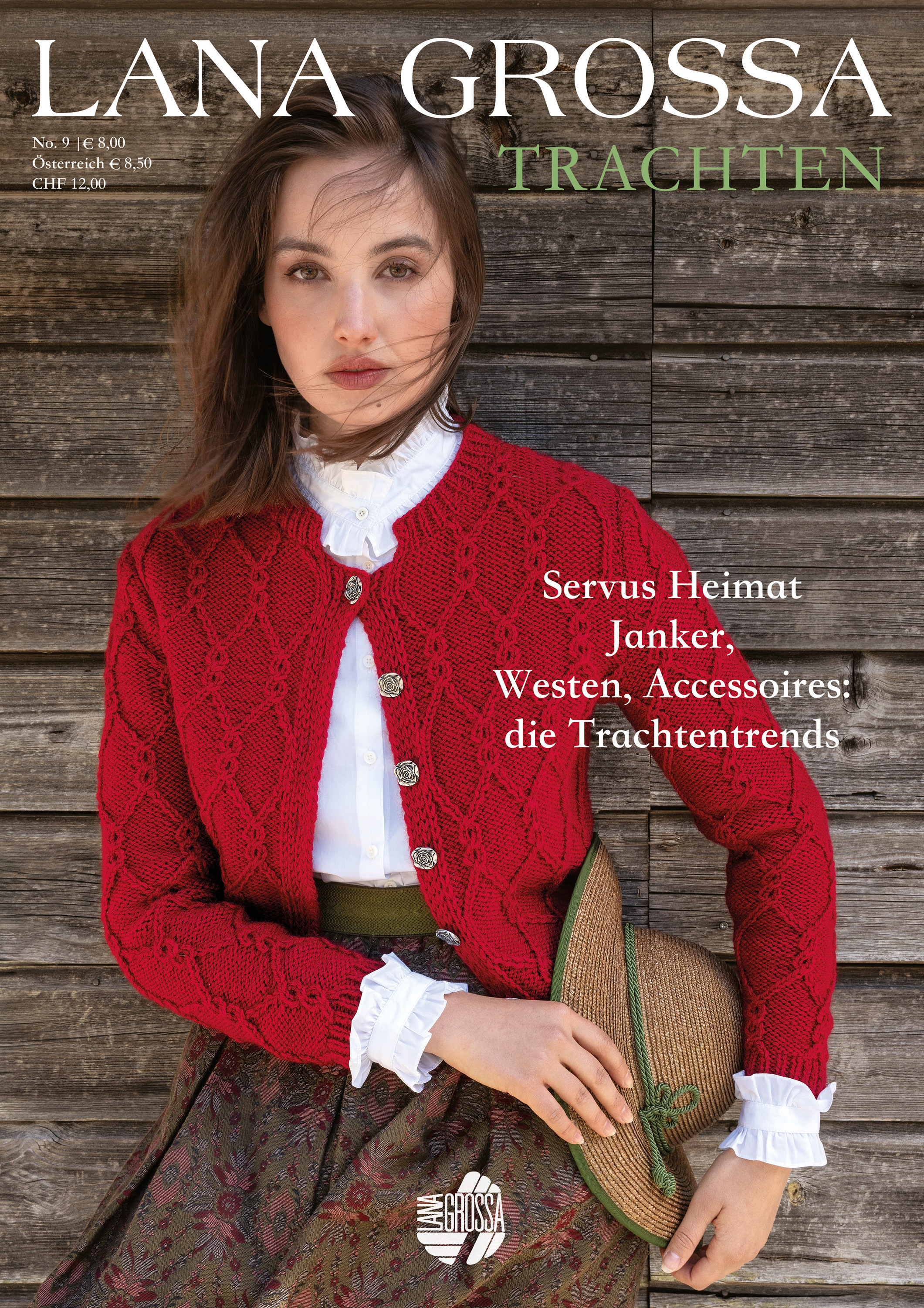 Dirndl, Kragenbluse, Knitcardigan, Roter Cardigan, Hut