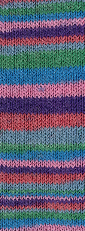 Lana Grossa Meilenweit 100 Granita aus 80% Schurwolle, 20% Polyamid in Farbe 1801 Grün/Blau/Rosa/Dunkelviolett/Tonrot/Graublau