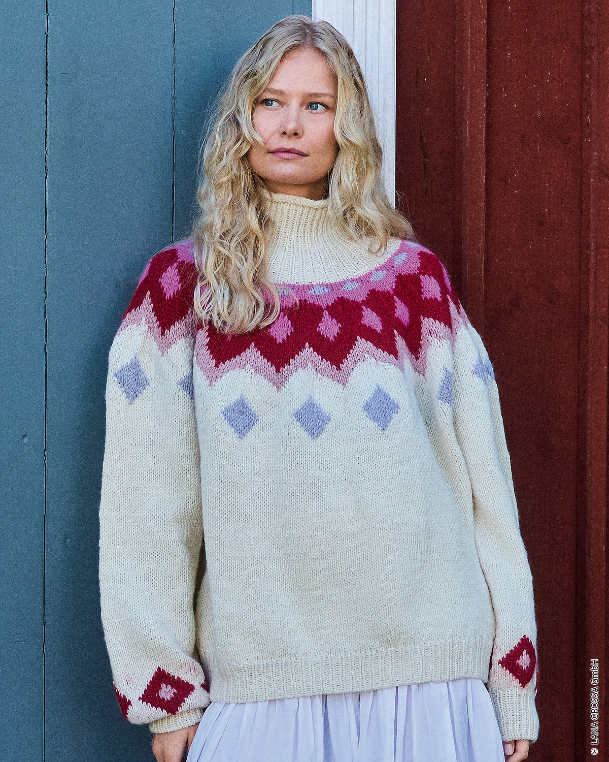 Pullover, Wollpullover, Zopfmuster, Kragen, Oversized