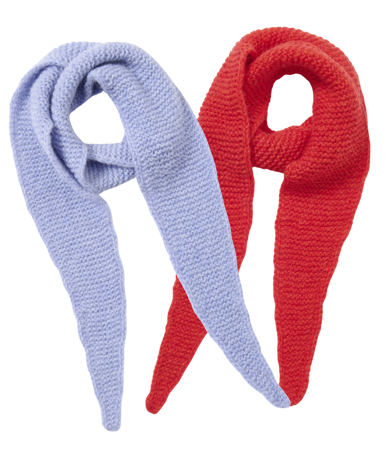 schal, strick, zwei farben, rot-blau, schlaufen-schal