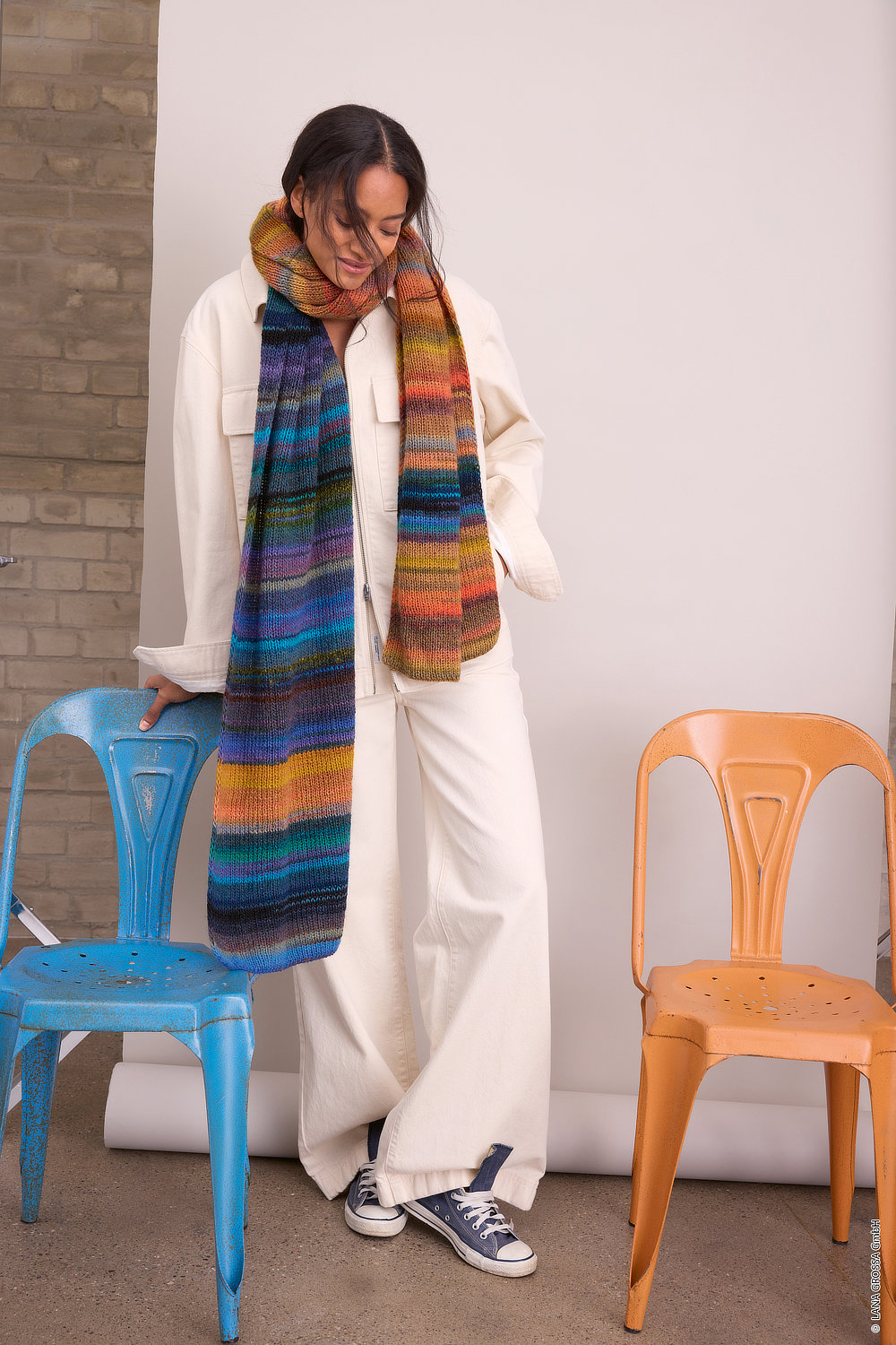 Schal, Strickschal, Multicolor, Länge lang, Outfit-Accessoire