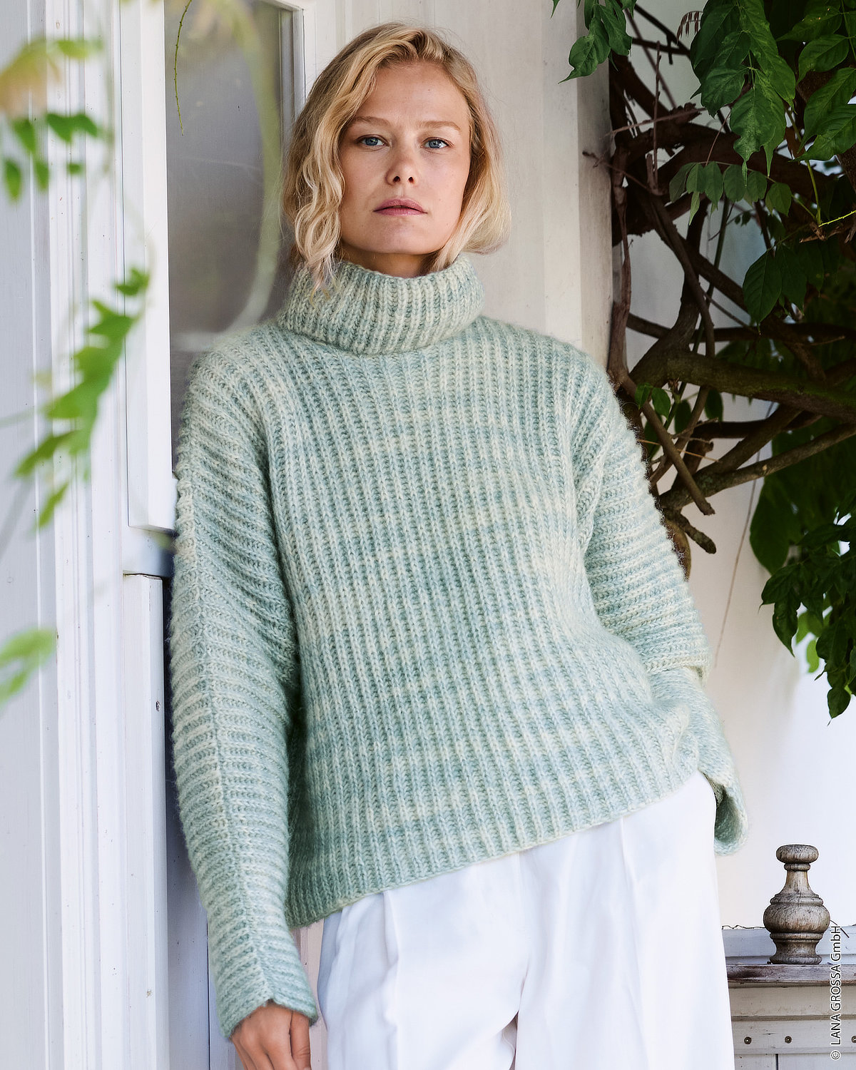strickpullover, turtleneck, mintgrün, oversize, knitwear