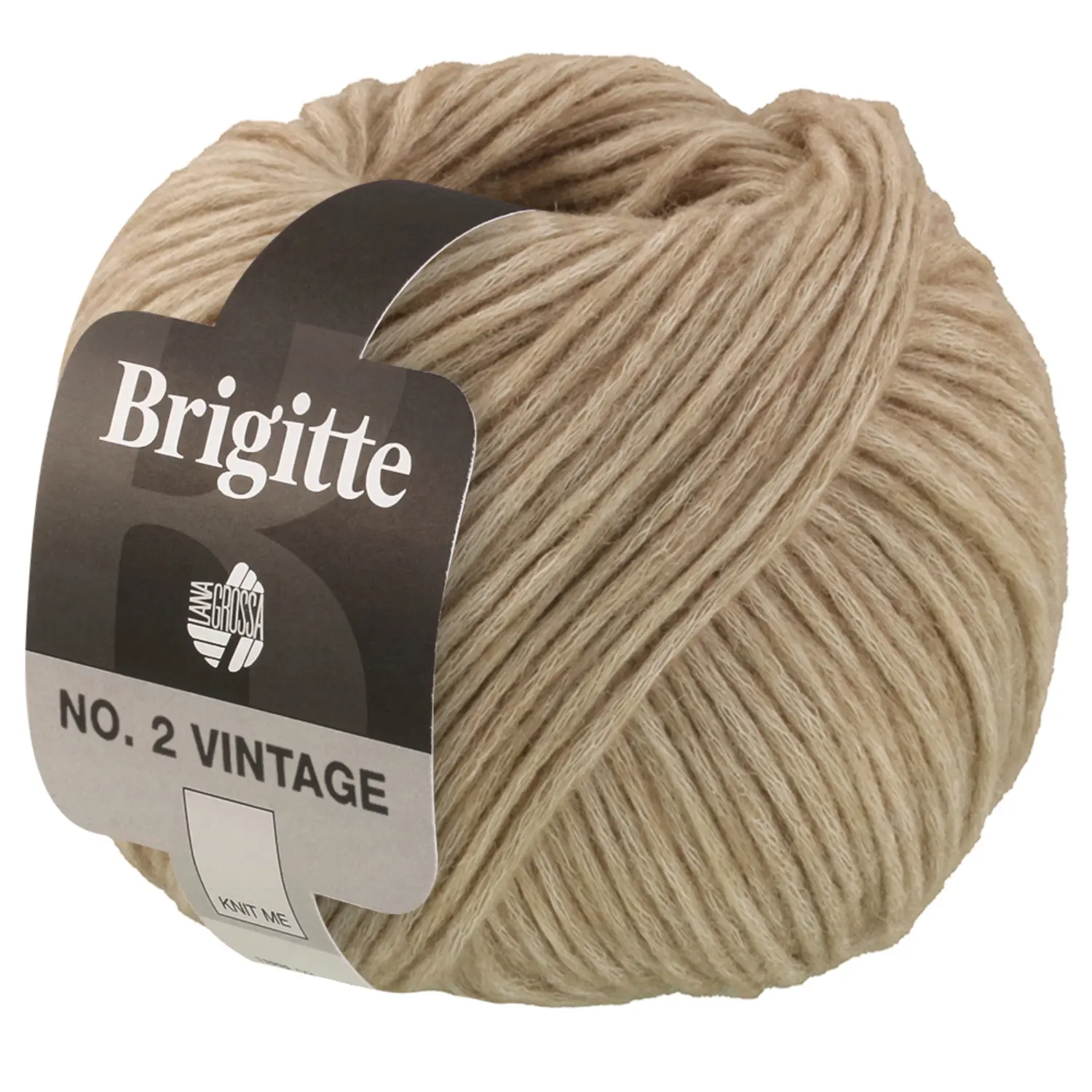 Lana Grossa Brigitte No. 2 Vintage aus 44% Schurwolle (Merino), 37% Baumwolle, 19% Seide in Farbe 201 Graubeige meliert