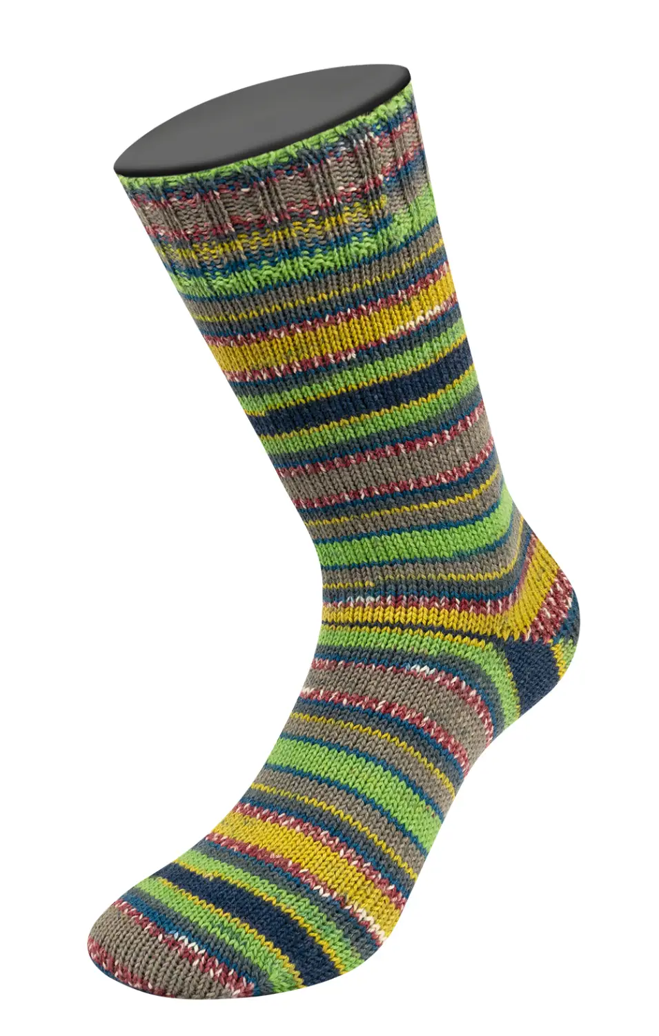 MEILENWEIT 100 MERINO EXTRAFINE  COCCOLE - 3807 Terrakotta/Natur/Umbra/Petrol/Senfgelb/Maigrün/Dunkelgrau/-blau gestreift - Lana Grossa