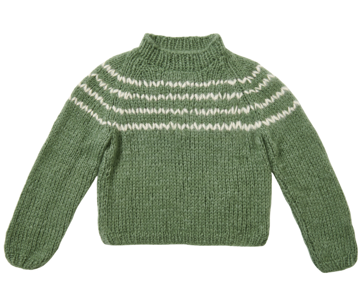 Pullover, Strickpullover, Grün, Streifenmuster, Rundhalsausschnitt
